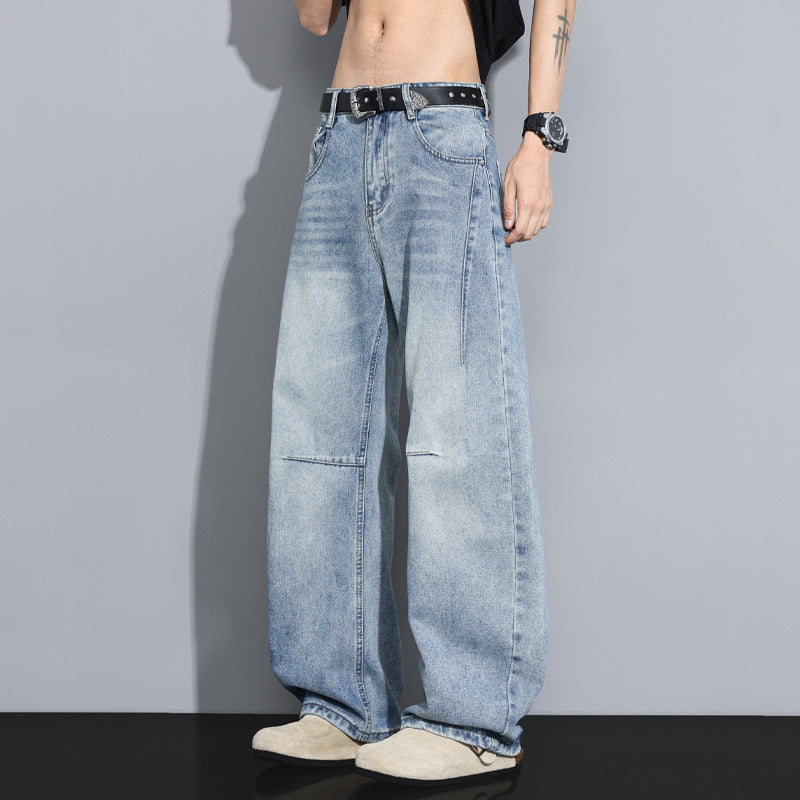 Men’s Straight-Leg Denim Jeans – High-Street Casual Streetwear, Versatile Everyday Pants