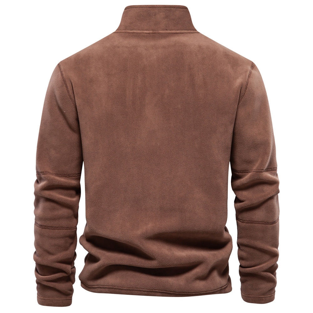 Men’s Fashion Fleece Sweatshirt – Zipper Stand-Collar Casual Top