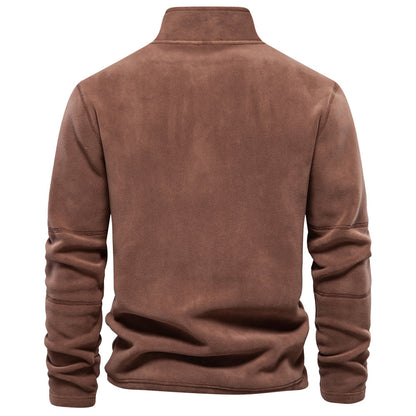 Men’s Fashion Fleece Sweatshirt – Zipper Stand-Collar Casual Top