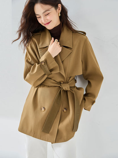 Women’s Elegant Short Trench Coat – Casual Chic Lightweight Jacket