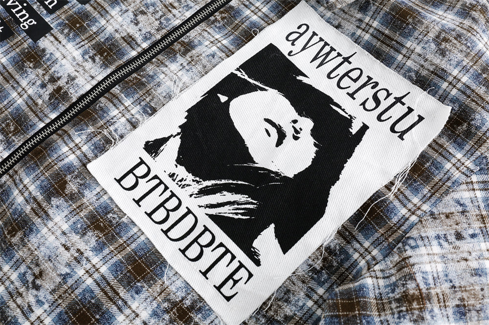 Vintage Distressed Plaid Jacket Women – Casual Checkered Trendy Outerwear