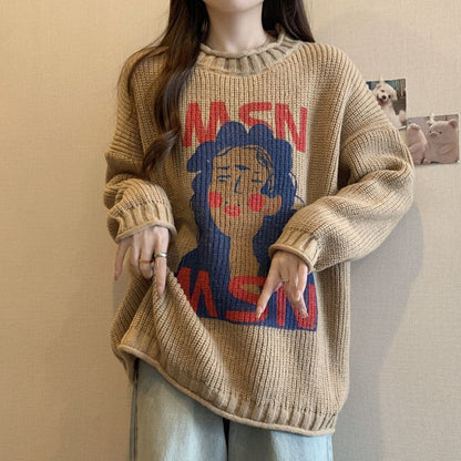 Women’s Knit Sweater Coat Top – Soft Loose Fit Korean Fashion Outerwear