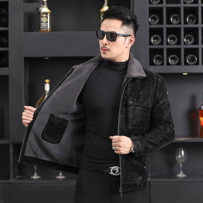 Men’s Stand Collar Leather Jacket – Casual Fashion Motorcycle Style Coat
