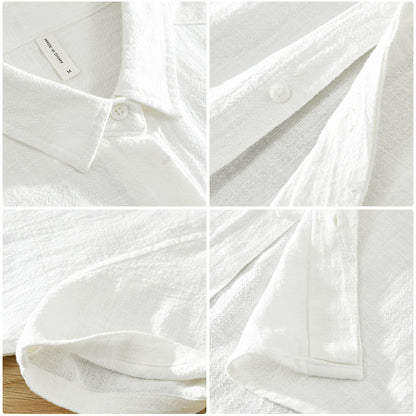 Lightweight Cotton Linen Short Sleeve Shirt for Men – Cool & Comfortable Lapel Style