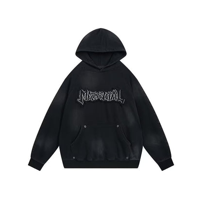 Men’s Distressed Graffiti Hoodie – Retro American Streetwear Sweatshirt