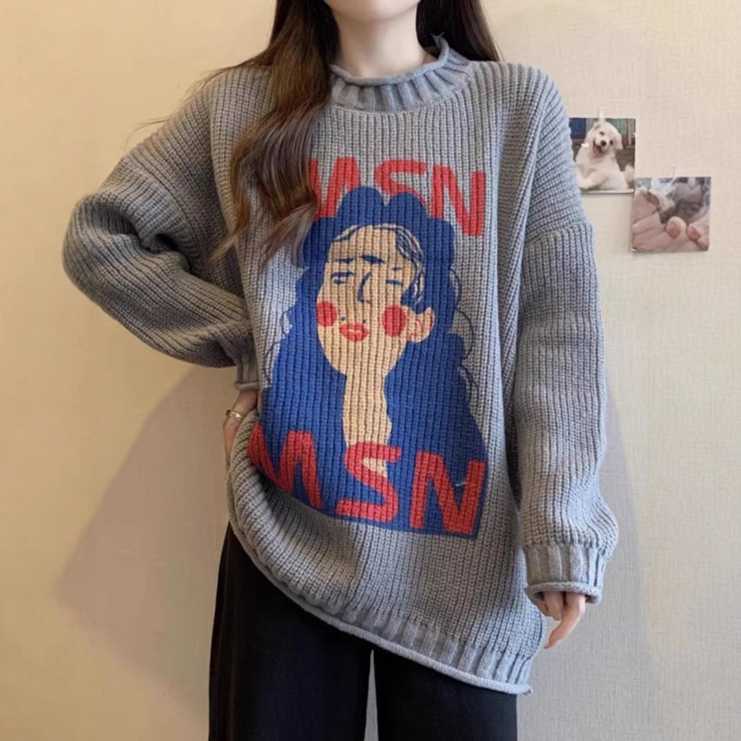 Women’s Knit Sweater Coat Top – Soft Loose Fit Korean Fashion Outerwear