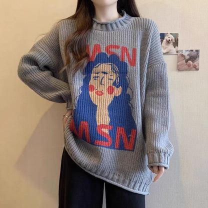 Women’s Knit Sweater Coat Top – Soft Loose Fit Korean Fashion Outerwear