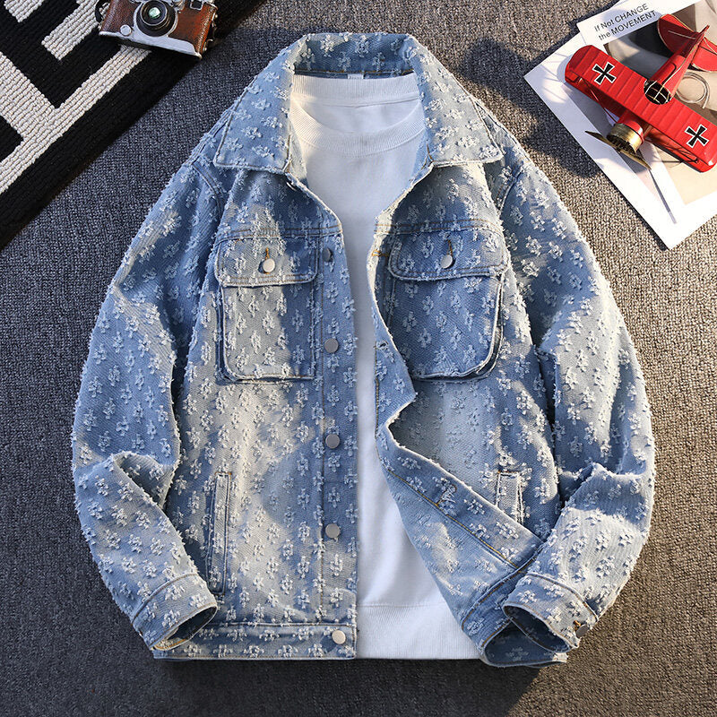 Men’s Blue Denim Coat – Youth Casual Spring Jacket, Slim Fit Lightweight Outerwear