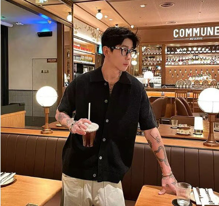 Men’s Summer Knit T-Shirt – Hollow Out Short Sleeve Casual Styl