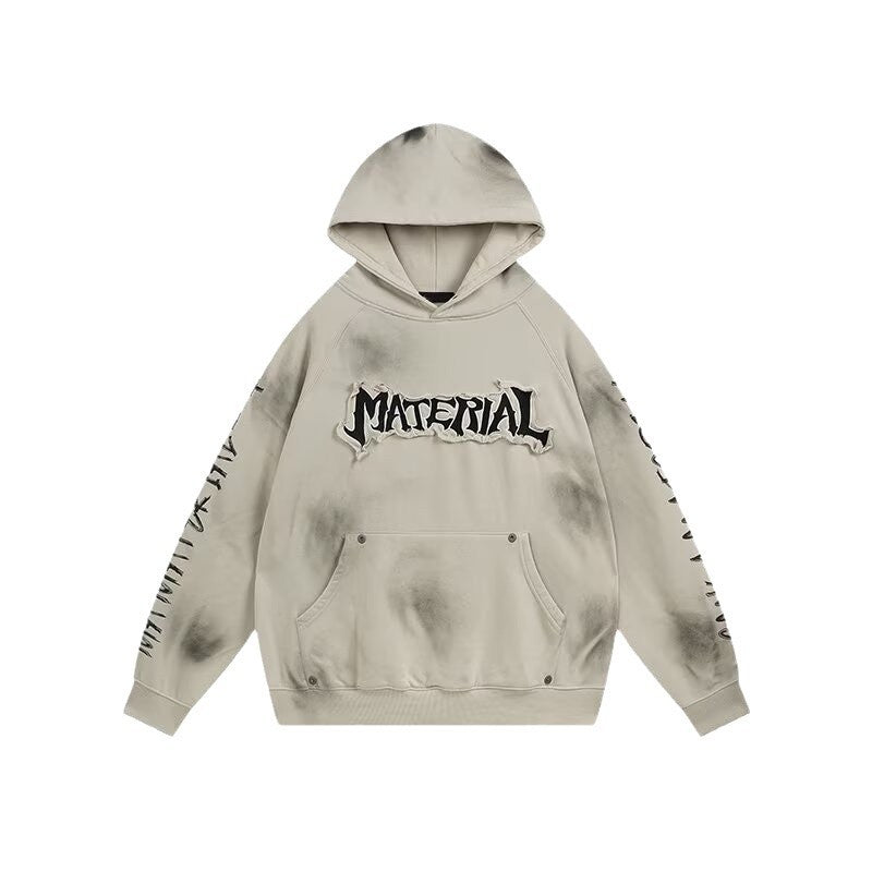 Men’s Distressed Graffiti Hoodie – Retro American Streetwear Sweatshirt