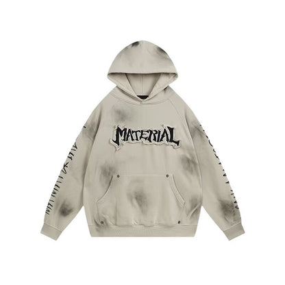 Men’s Distressed Graffiti Hoodie – Retro American Streetwear Sweatshirt
