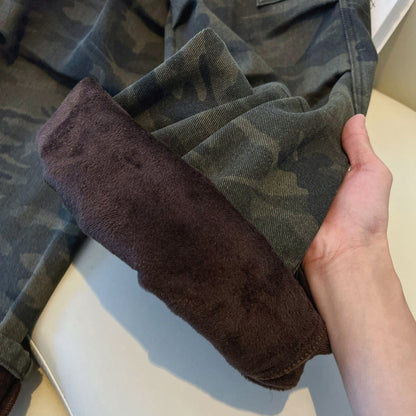 Women’s Winter Fleece Denim Jeans – High-Waist Loose Fit Warm Straight Pants